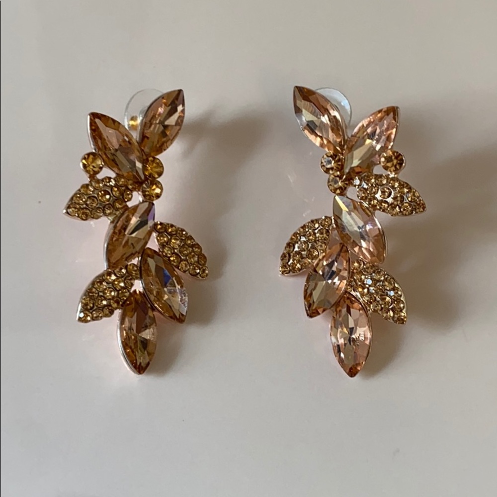 SOLD Rose Gold Gem Stone Earrings - Picture 2 of 11